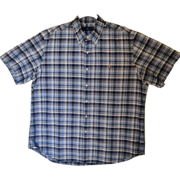 Ralph Lauren Other - Ralph Lauren Men's 100% Cotton Blue Plaid Short Sleeve Button Down Shirt Size XL